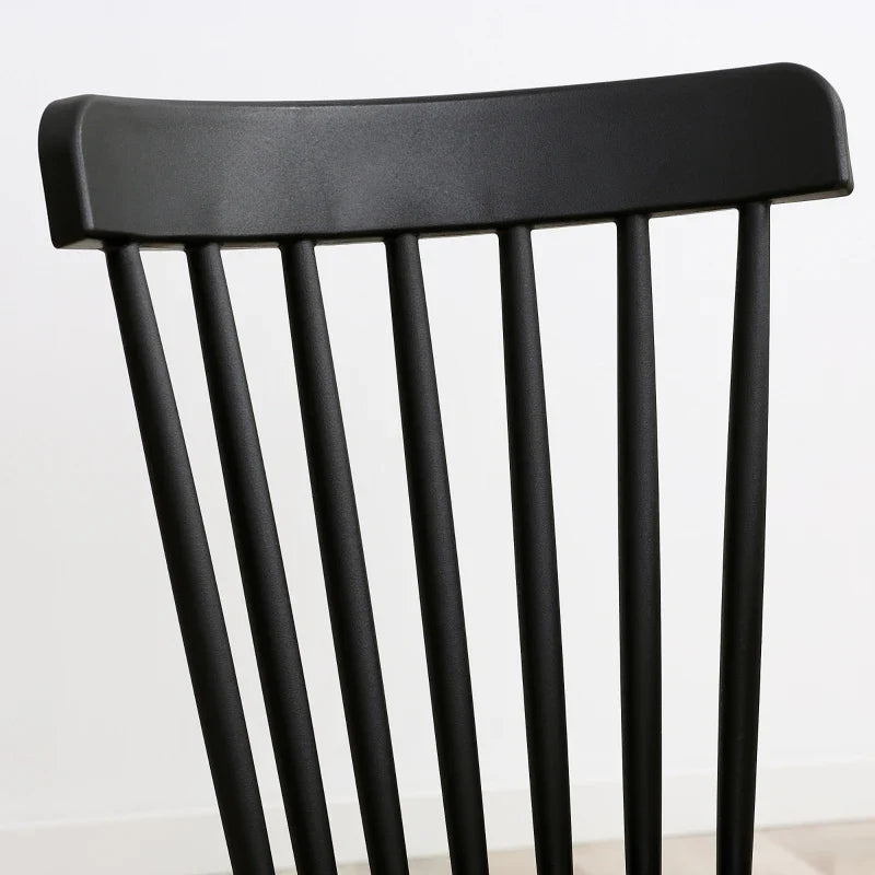 Conjunto de 4 Cadeiras Estilo Nórdico Cadeiras de Cozinha com Encosto Alto Assento de Polipropileno e Pés de Madeira de Faia Carga Máx. 120kg 48x52,5x83cm Preto e Madeira