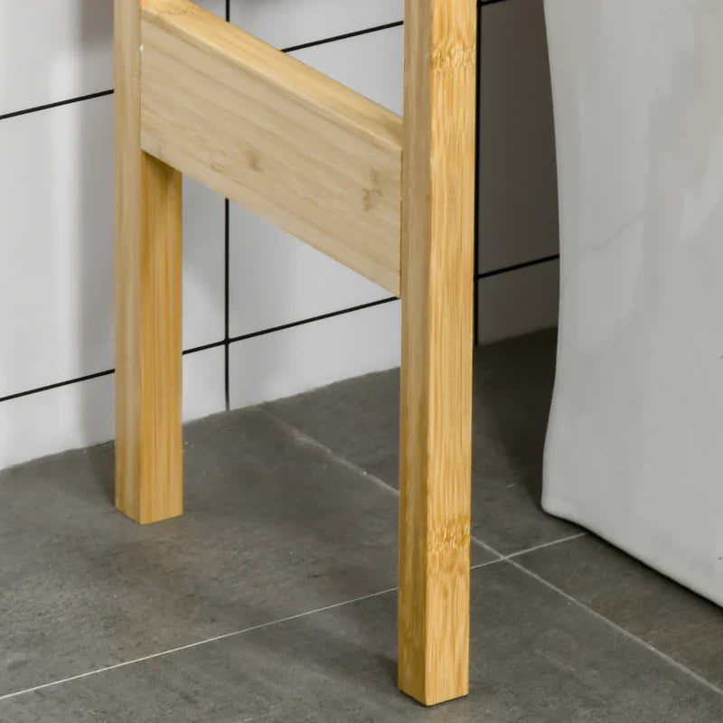 kleanklin Móvel de Bambú sobre Sanita Armário Alto para Casa de Banho com 2 Portas 1 Prateleira Interior e 1 Prateleira de Armazenamento 60x23x173cm Natural
