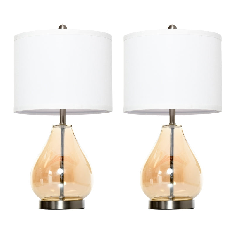 Conjunto de 2 Candeeiros de Mesa Candeeiros de Mesa com Ecrã de Linho Suporte para Lâmpada E27 Máx. 40W para Sala de Estar Dormitório Ø30x56 cm Branco