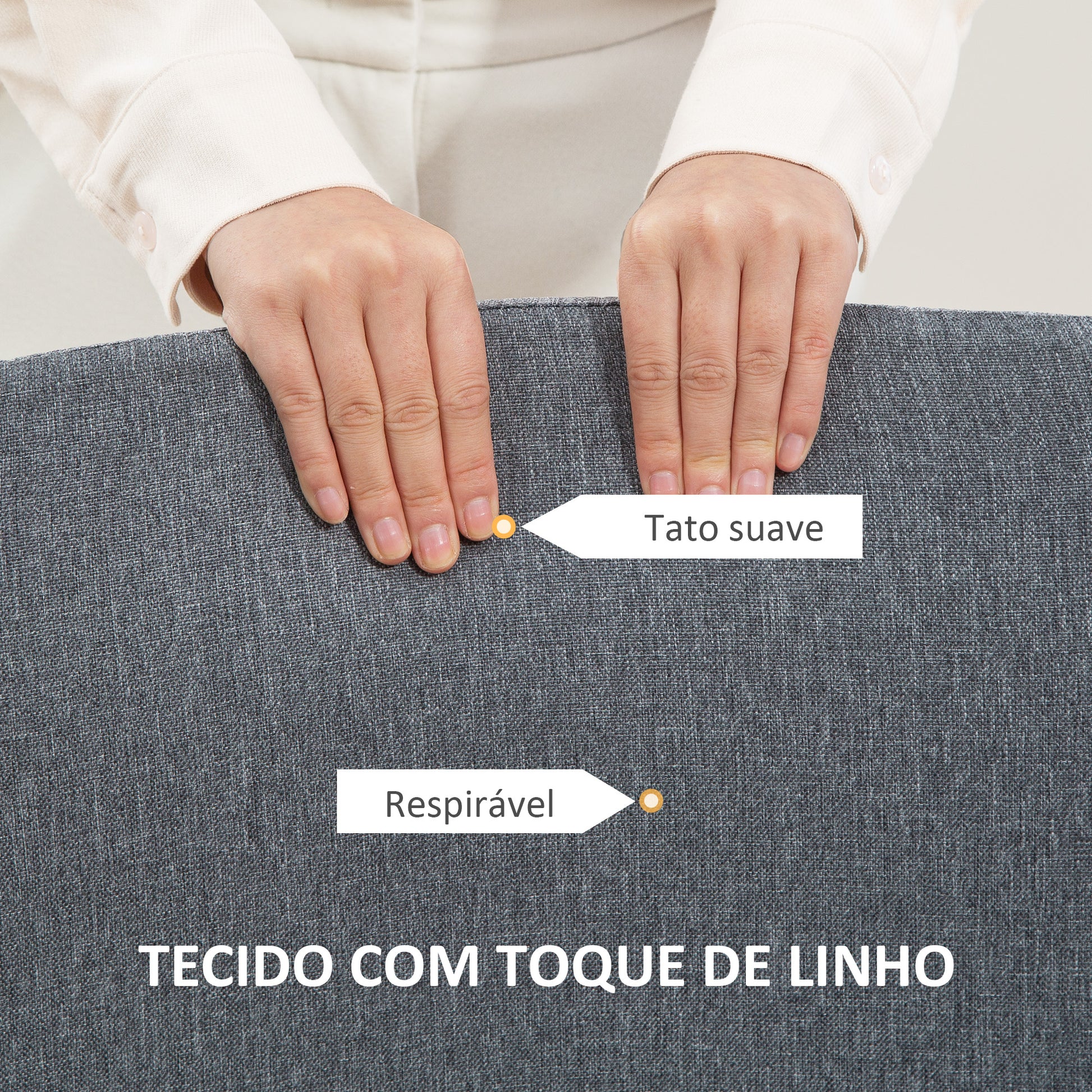 Cadeira de Escritório sem Apoio para os Braços Cadeira de Escritório Giratória Estofada em Linho Sintético com Altura Ajustável para Estudo Dormitório Tocador Carga 120 kg 53x43x85-93 cm Cinza