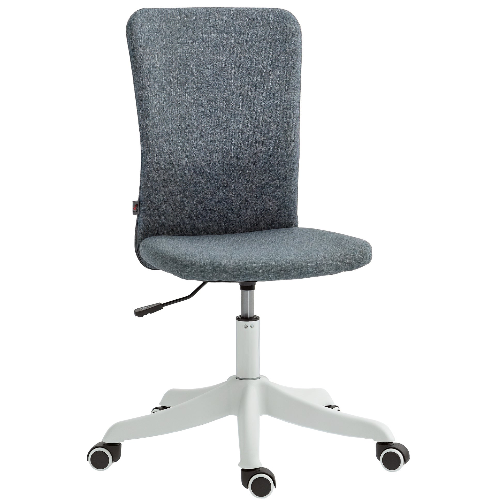 Cadeira de Escritório sem Apoio para os Braços Cadeira de Escritório Giratória Estofada em Linho Sintético com Altura Ajustável para Estudo Dormitório Tocador Carga 120 kg 53x43x85-93 cm Cinza