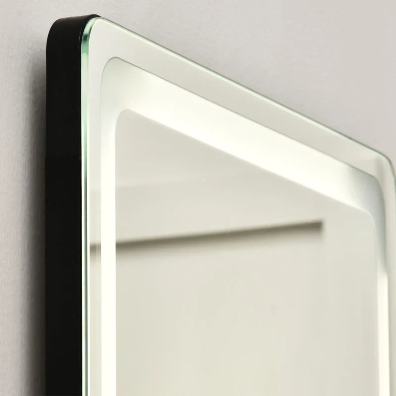 Espelho de Pé de Corpo Inteiro Espelho de Pé com Luzes LED Controlo Remoto 3 Cores de Luzes Ajustável Brilho Ajustável e Estrutura de Alumínio 40x51x156,5cm Prata e Preto