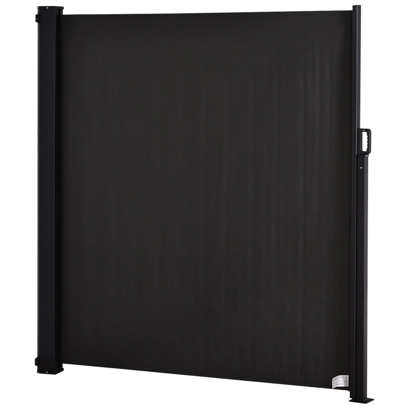 Toldo Lateral Retrátil de Exterior 350x180cm Toldo de Privacidade Extensível com Proteção Solar para Jardim Balção Alumínio e Poliéster Cinza Escuro