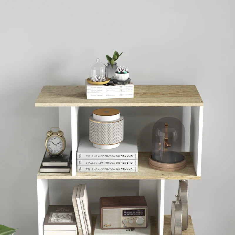 Estante para Livros Estilo Nórdico Estante com 5 Prateleiras Anti-Tombo Carga Máxima 25 kg para Estúdio Escritório Sala de Estar 70x29,5x163 cm Branco e Madeira