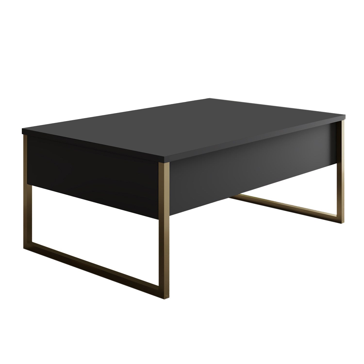 Mesa de Centro "Madrid" – Antracite e Dourado - 90x60x40 cm – Design Moderno