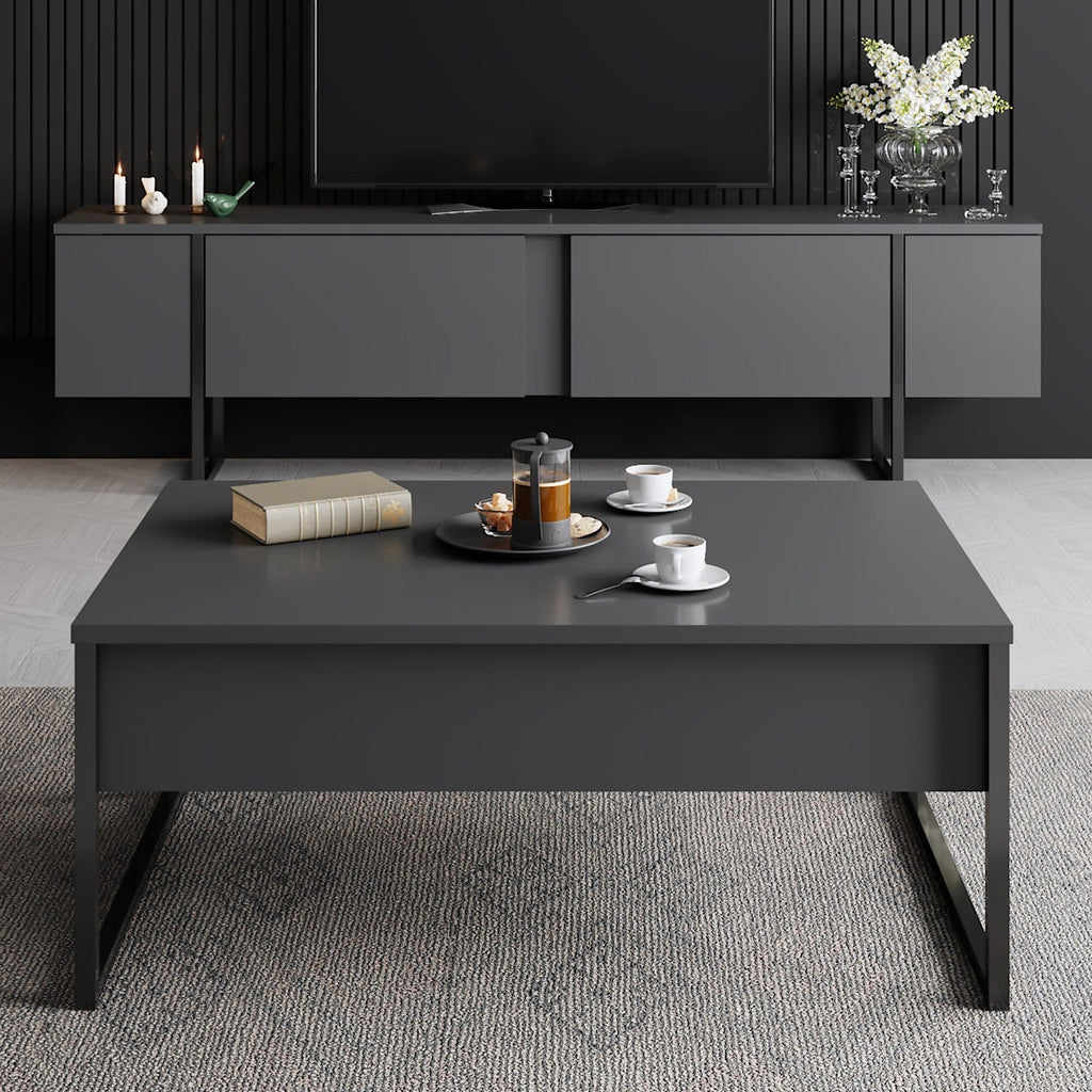 Mesa de Centro "Madrid" – Antracite e Preto - 90x60x40 cm – Design Moderno