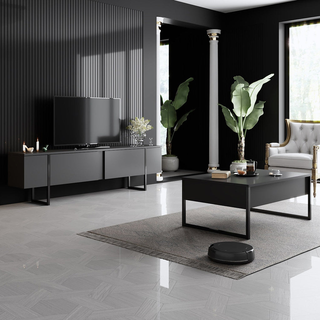 Mesa de Centro "Madrid" – Antracite e Preto - 90x60x40 cm – Design Moderno