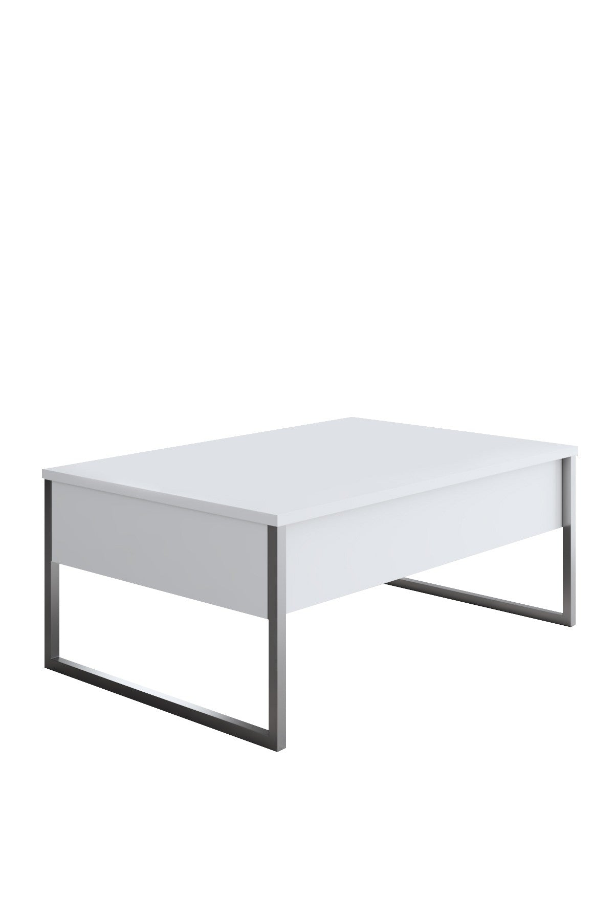 Mesa de Centro "Madrid" - Branco e Prata - 90x60x40cm
