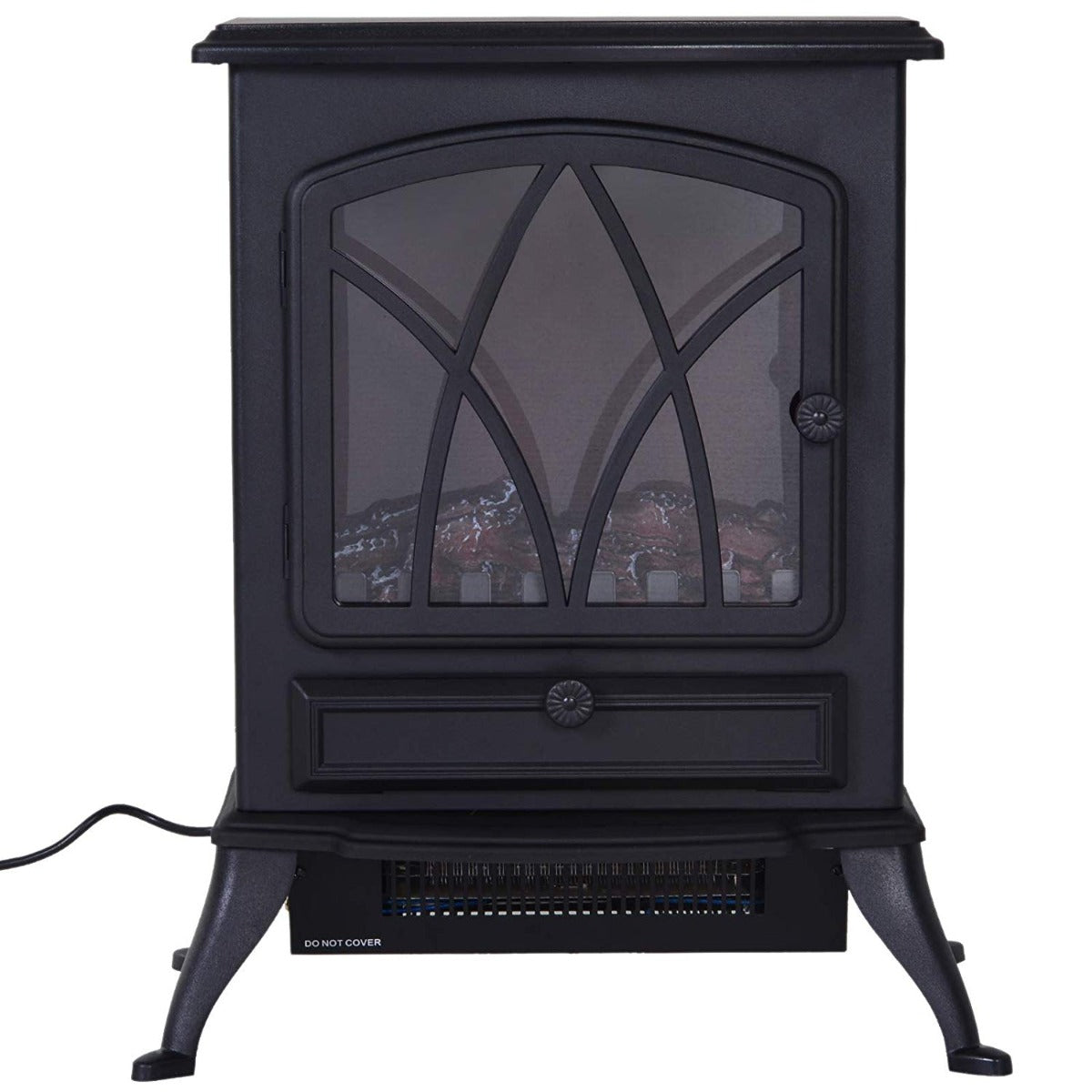 Lareira Elétrica Vertical com Aquecimento com Chama e Lenha Decorativa - Design Clássico - Leva-Me Contigo - Móveis & Decoração