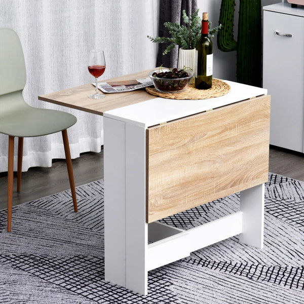 Mesa Sala de Jantar Dobrável Mesa Auxiliar de Cozinha com Laterais Dobráveis para Poupar Espaço Desenho Moderno 103x76x73,5 cm Madeira e Branco