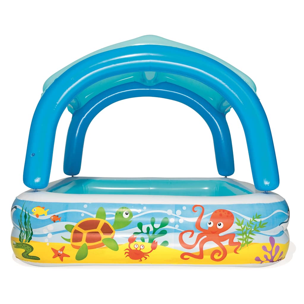 Piscina de brincar com toldo azul 140x140x114 cm