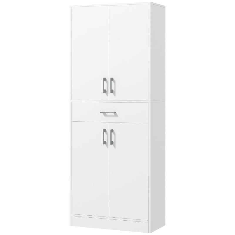 Armário de Cozinha Móvel de Cozinha com 4 Portas 1 Gaveta e Prateleiras Ajustáveis Anti-Tombo Armário de Cozinha Moderno para Sala de Jantar Sala de Estar 70,8x34x180 cm Branco