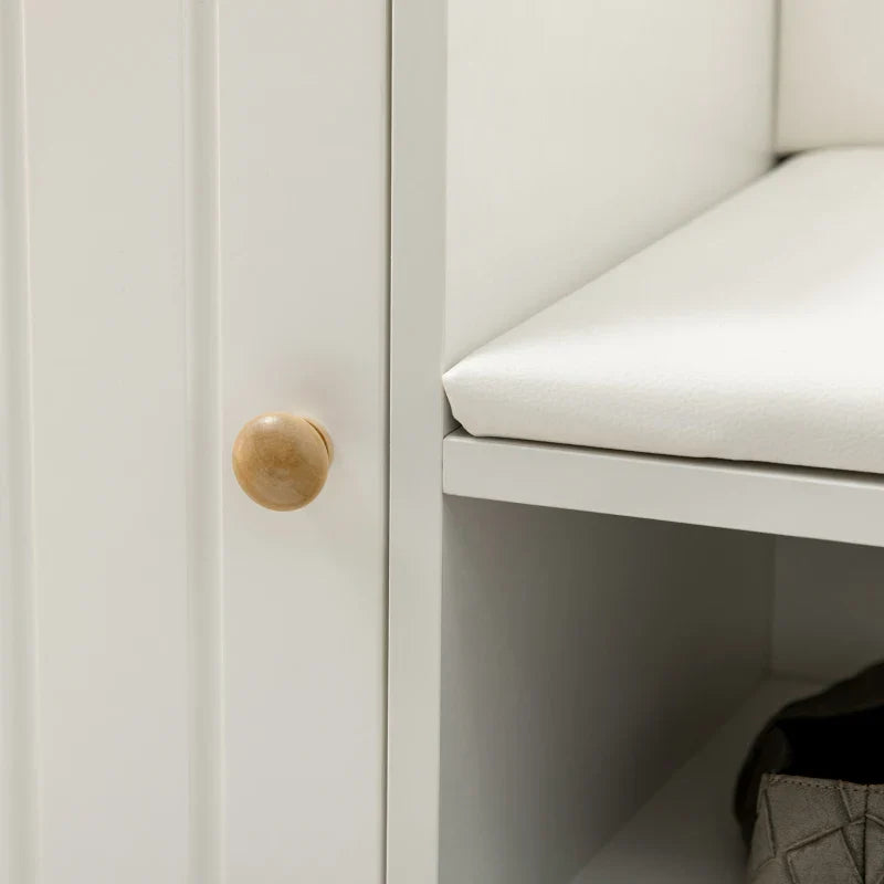 Banco Sapateira com Compartimento Aberto e Almofada Acolchoada para 4 Pares de Sapatos para Entrada Corredor 80x33x49cm Branco