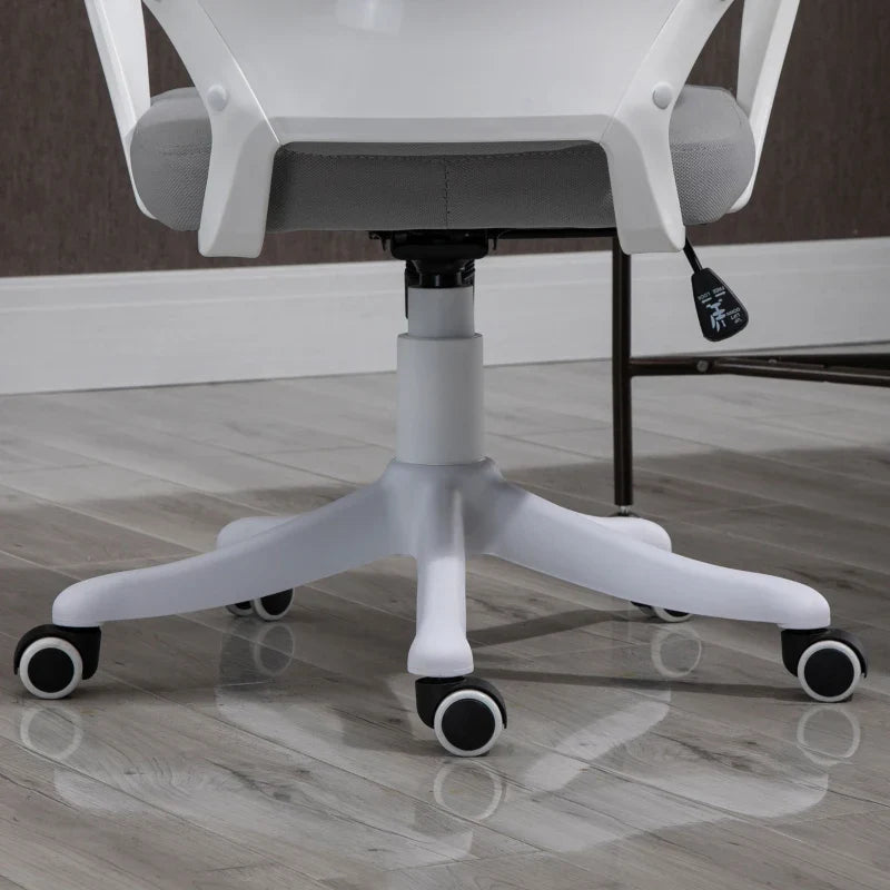 Cadeira de escritório ergonômica ajustável em altura giratória com apoio de braços Apoio de cabeça e encosto alto 63x65x113-123 cm Cinza