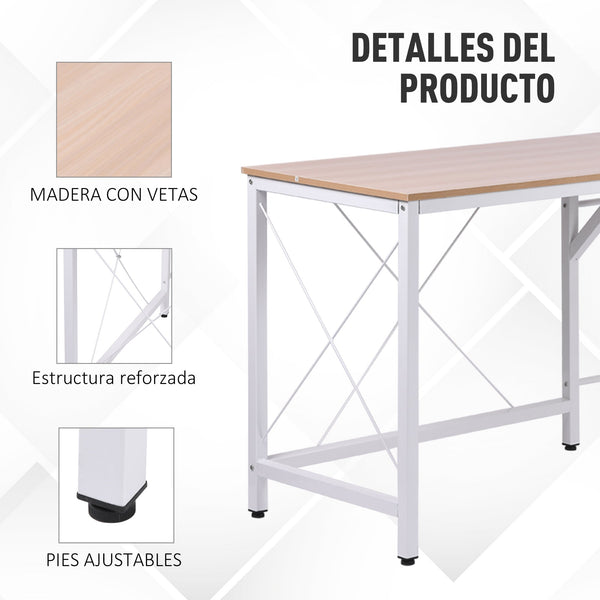 Secretária em Forma de L Secretária para Escritório com Estrutura de Metal Carga 70 kg Secretária de Canto para Escritório Estúdio 150x150x76 cm Madeira e Branco