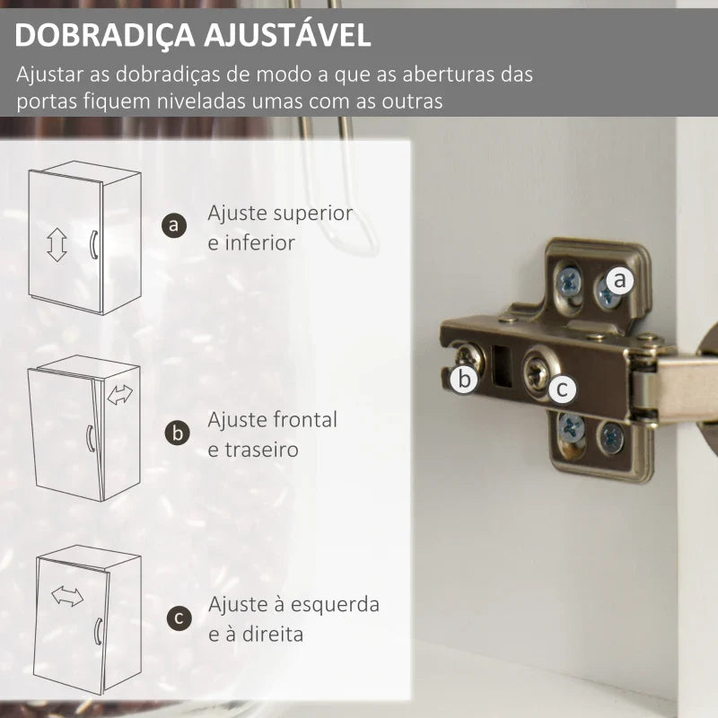 Armário de Cozinha Armário Alto com 3 Gavetas 4 Portas Prateleiras Interiores Ajustáveis e Pés Elevados Móvel Auxiliar para Sala de Jantar Sala de Estar 100x39,5x183,5cm Branco