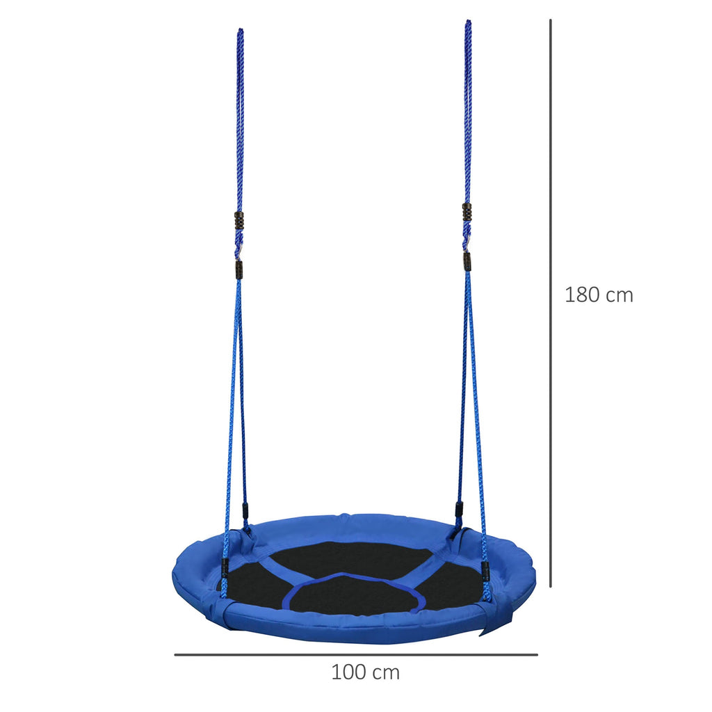 Baloiço para Criança tipo Ninho Baloiço Infantil Redondo acima de 3 Anos Carga Máx. 100 kg Interior e Exterior Ø100x180 cm Azul