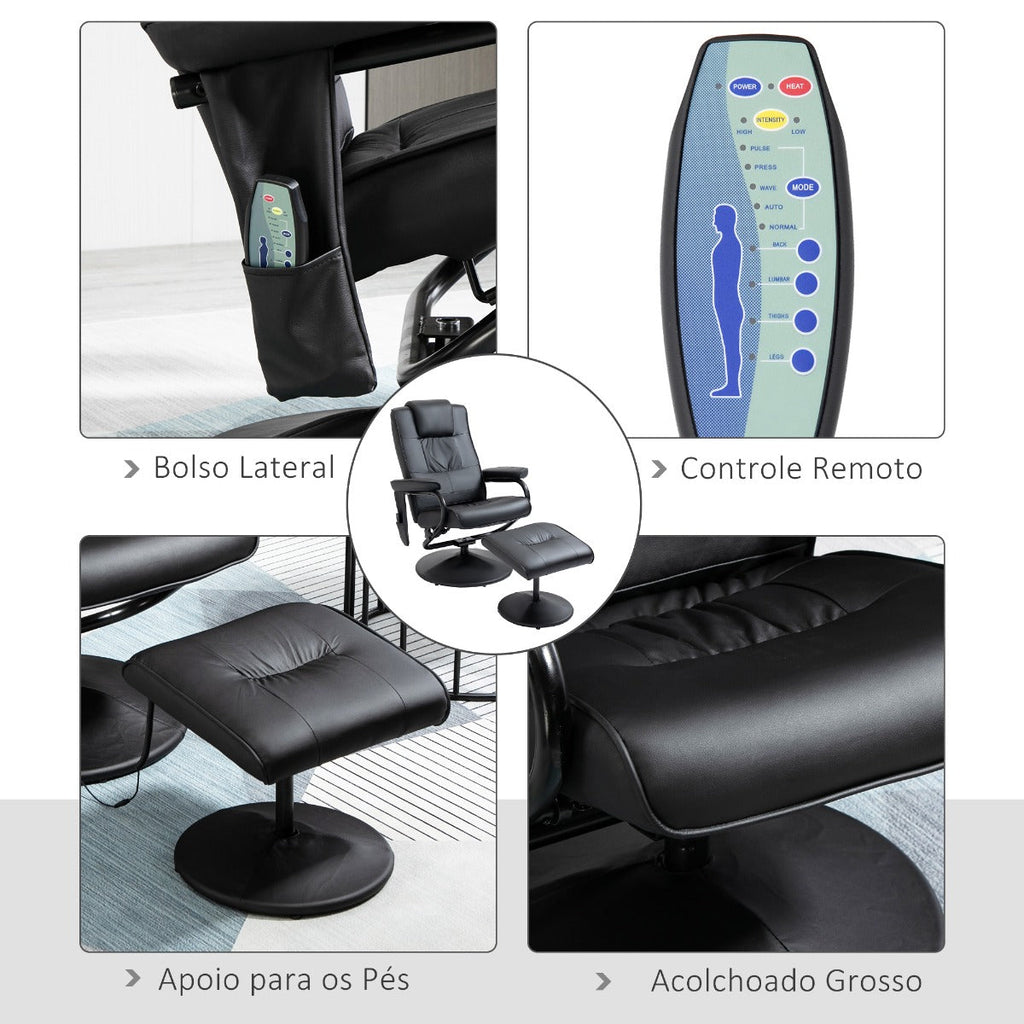 Poltrona Katy com 10 Pontos de Massagens e Reclinável – Preto - Design Nórdico - Leva-Me Contigo - Móveis & Decoração