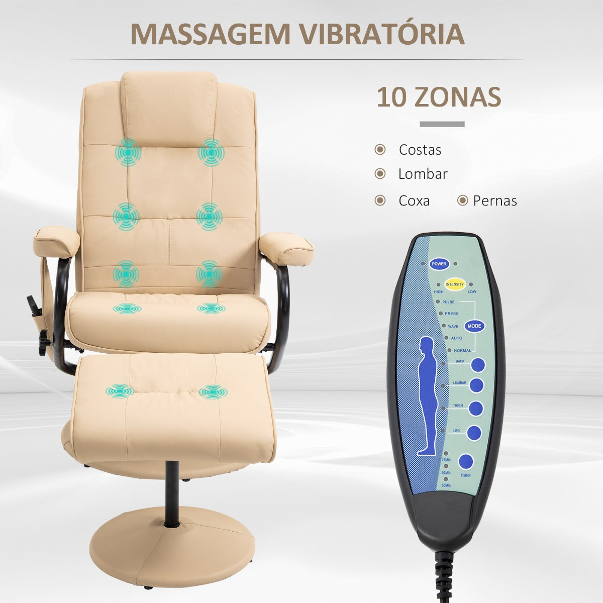 Poltrona Hion com 10 Pontos de Massagens Reclinável - Design Nórdico - Leva-Me Contigo - Móveis & Decoração