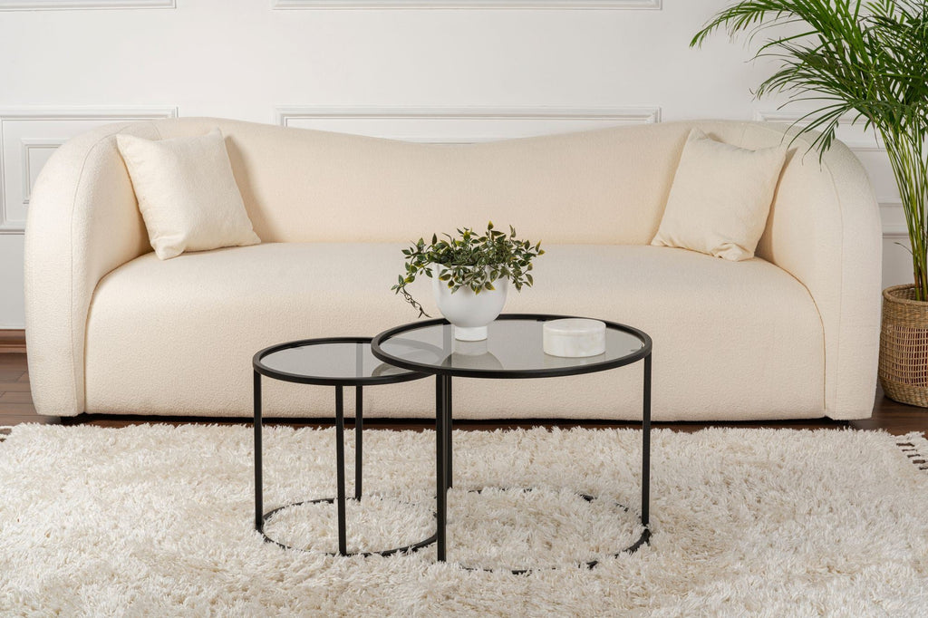 Conjunto de Mesa de Centro "Tavolino Vetro Nero" - Preto - Design Moderno