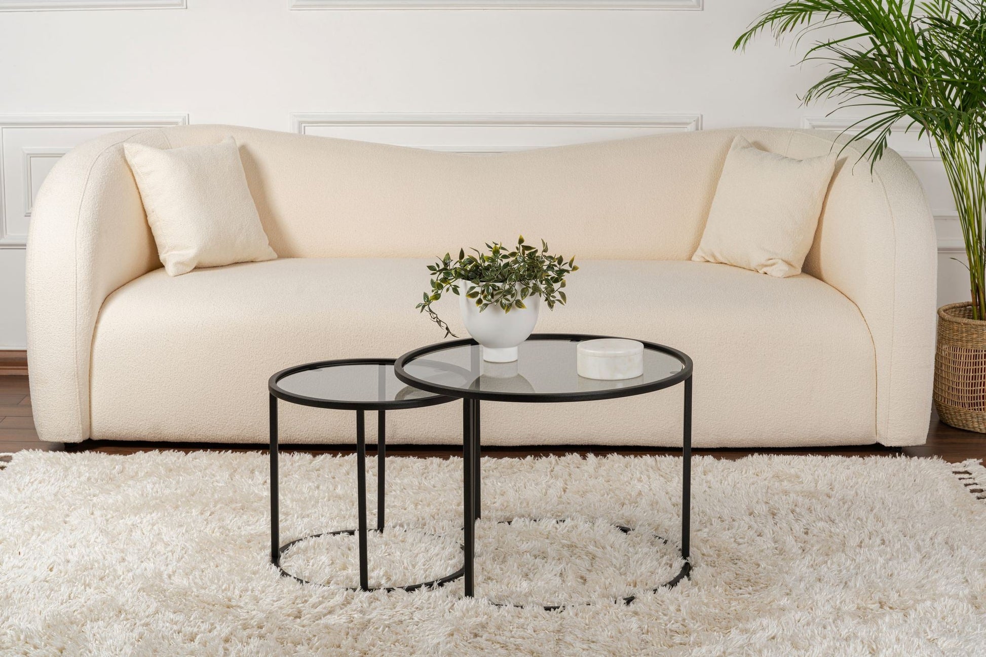 Conjunto de Mesa de Centro "Tavolino Vetro Nero" - Preto - Design Moderno