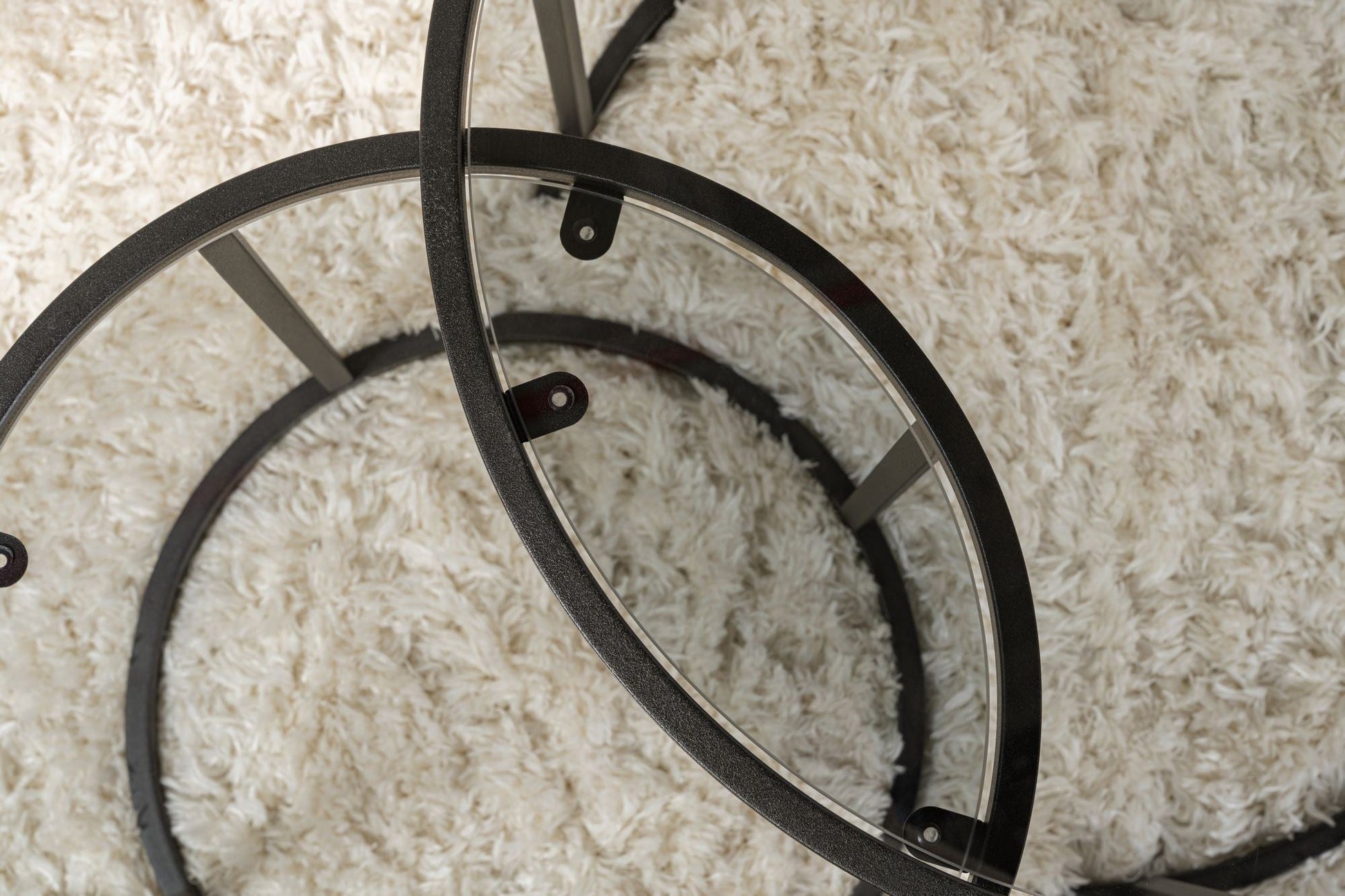 Conjunto de Mesa de Centro "Tavolino Vetro Nero" - Preto - Design Moderno