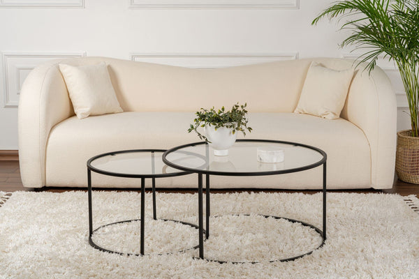 Conjunto de Mesa de Centro "Tavolino Vetro Nero" - Preto - Design Moderno