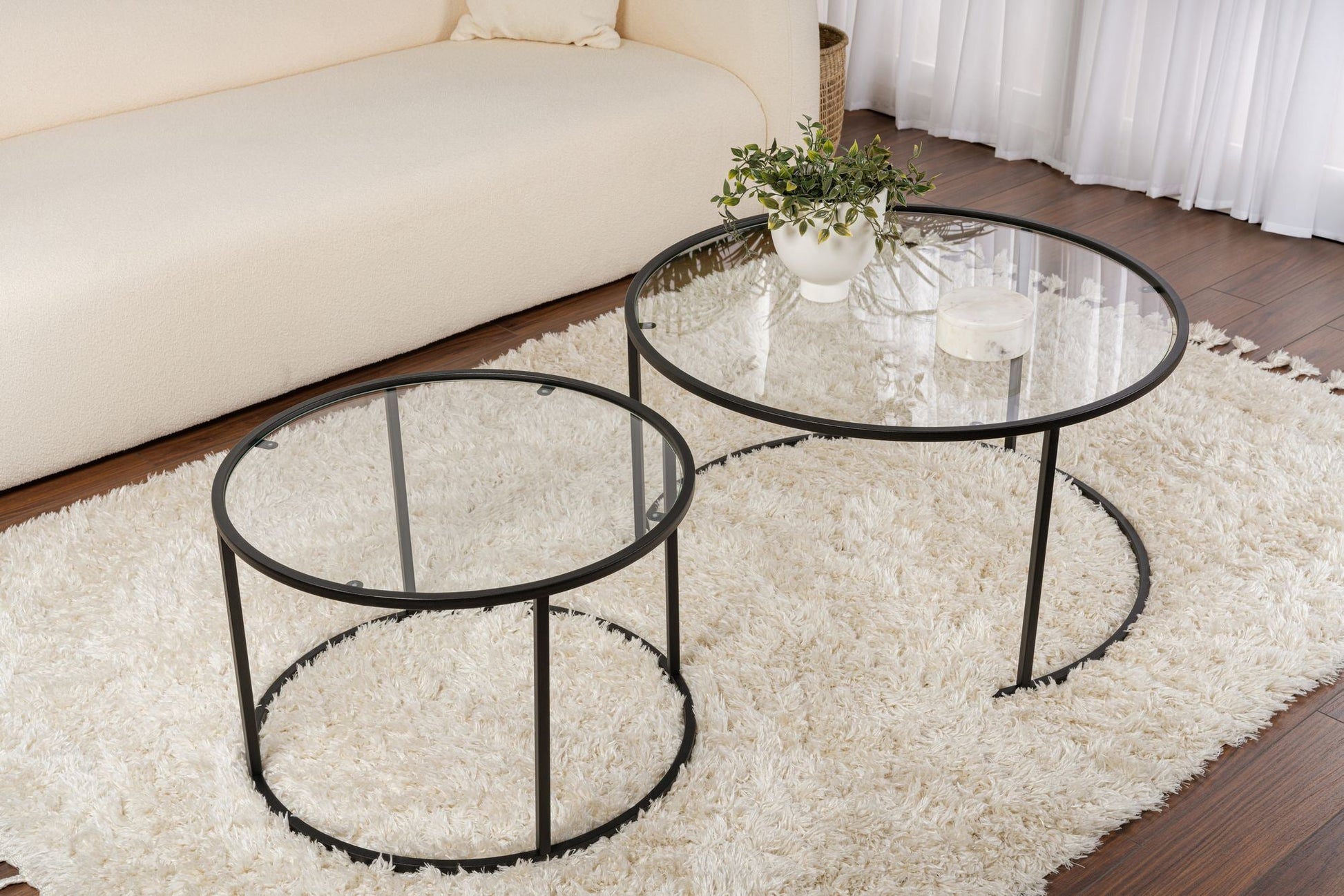 Conjunto de Mesa de Centro "Tavolino Vetro Nero" - Preto - Design Moderno