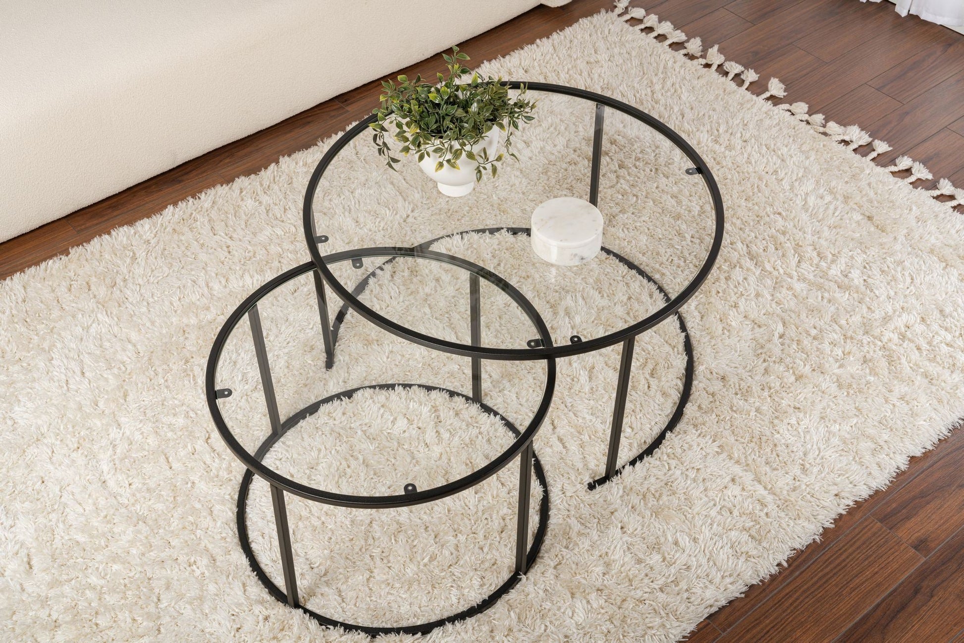Conjunto de Mesa de Centro "Tavolino Vetro Nero" - Preto - Design Moderno