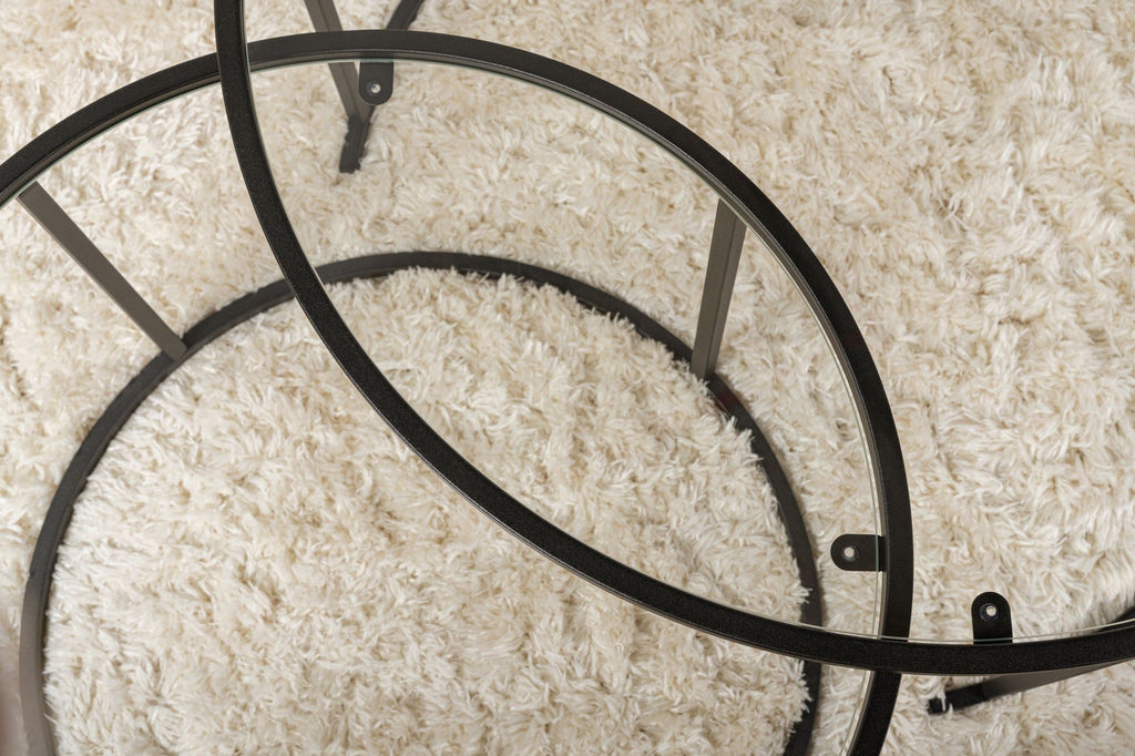 Conjunto de Mesa de Centro "Tavolino Vetro Nero" - Preto - Design Moderno