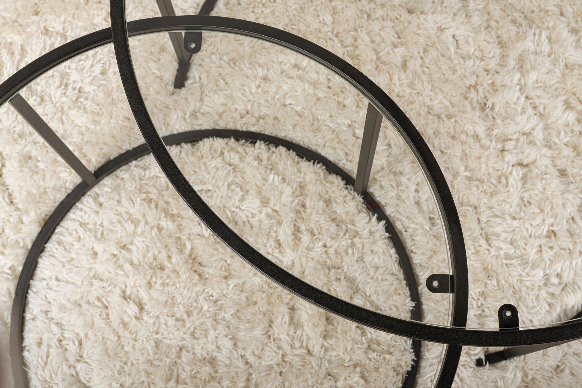 Conjunto de Mesa de Centro "Tavolino Vetro Nero" - Preto - Design Moderno