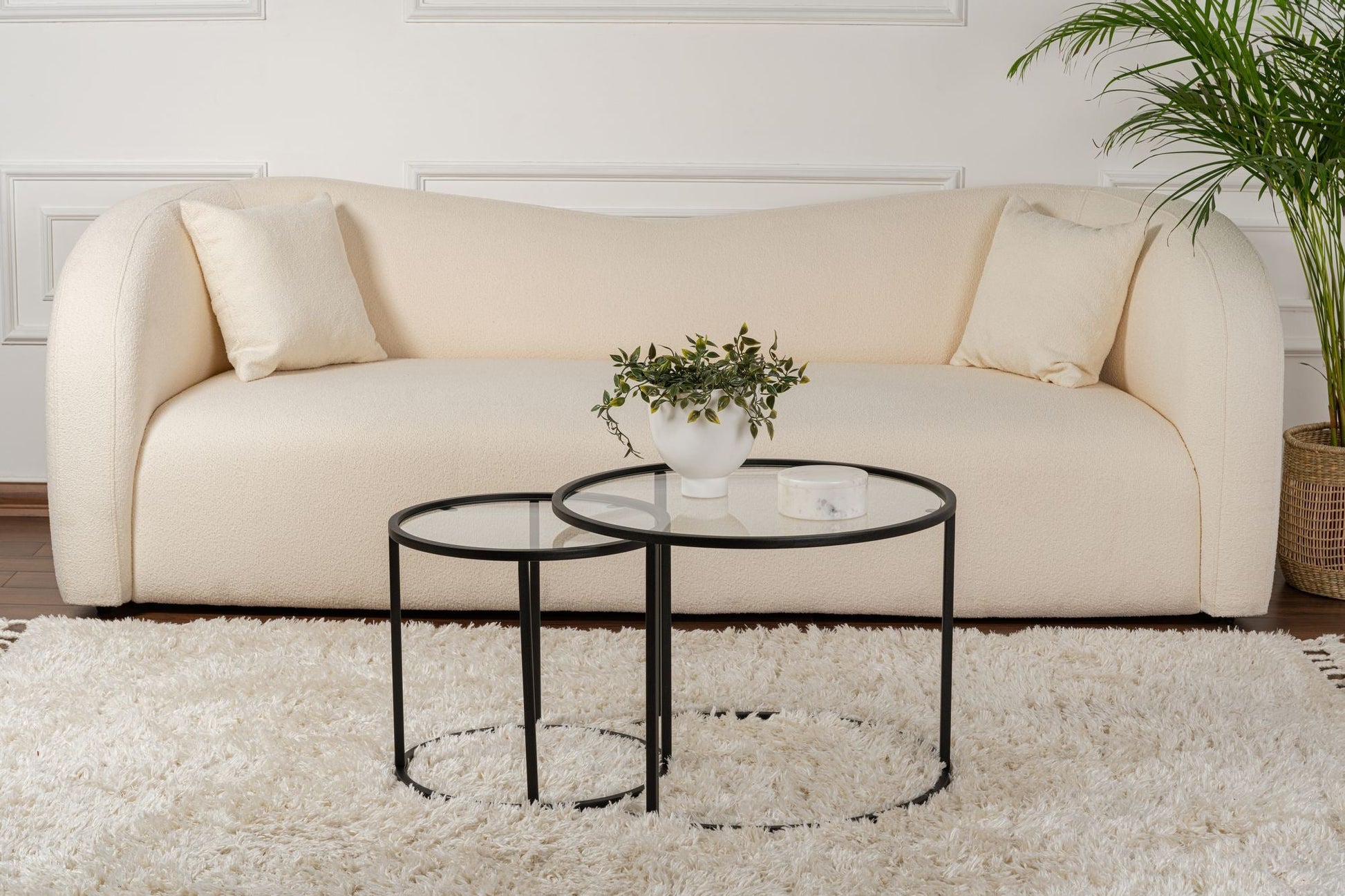Conjunto de Mesa de Centro "Tavolino Vetro Nero" - Preto - Design Moderno