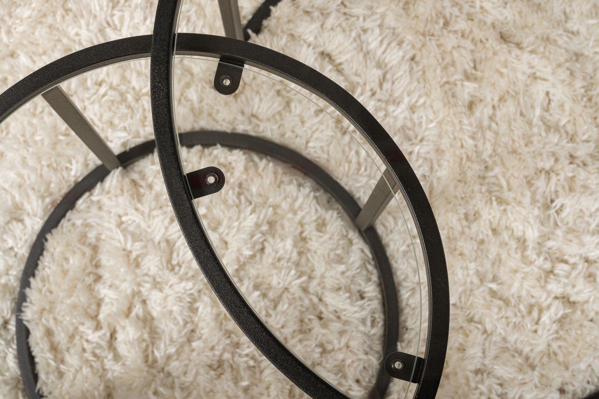 Conjunto de Mesa de Centro "Tavolino Vetro Nero" - Preto - Design Moderno