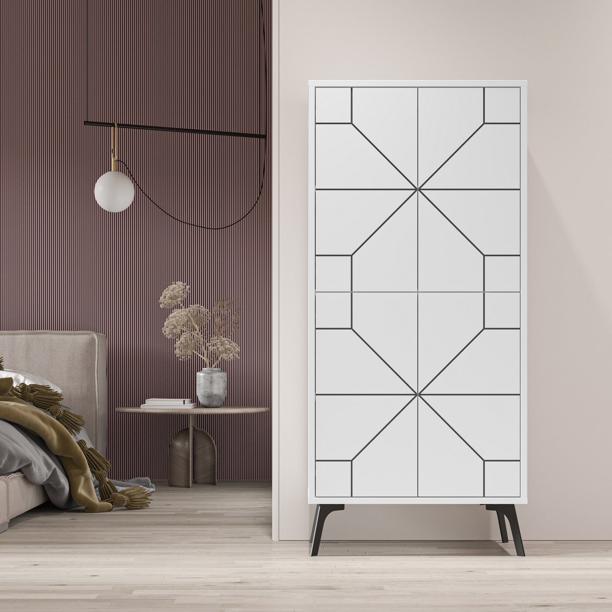 Armário Alto "Dune" - 62.6x136x35.6 cm - Branco - Design Moderno