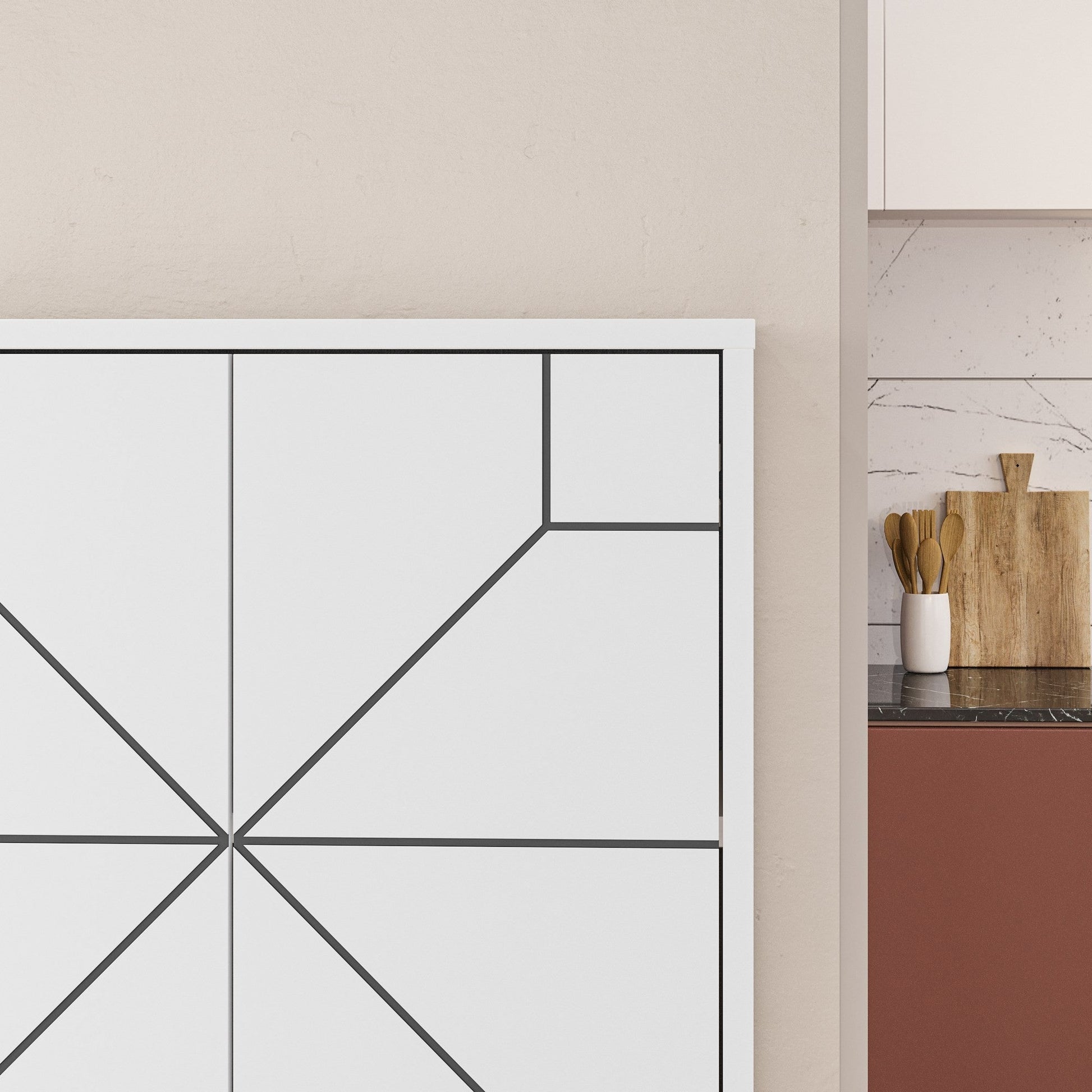 Armário Alto "Dune" - 62.6x136x35.6 cm - Branco - Design Moderno