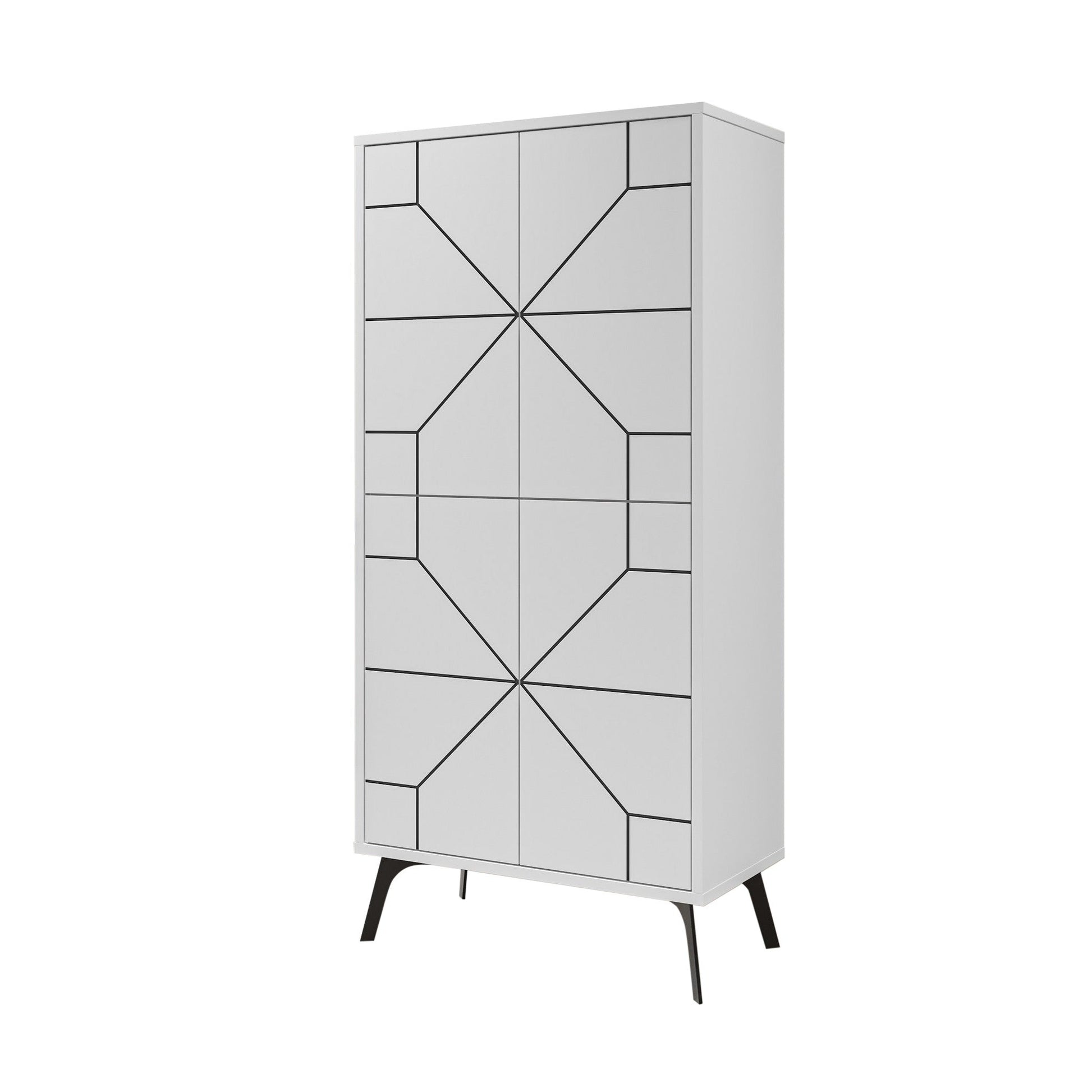 Armário Alto "Dune" - 62.6x136x35.6 cm - Branco - Design Moderno