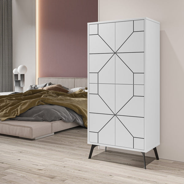 Armário Alto "Dune" - 62.6x136x35.6 cm - Branco - Design Moderno