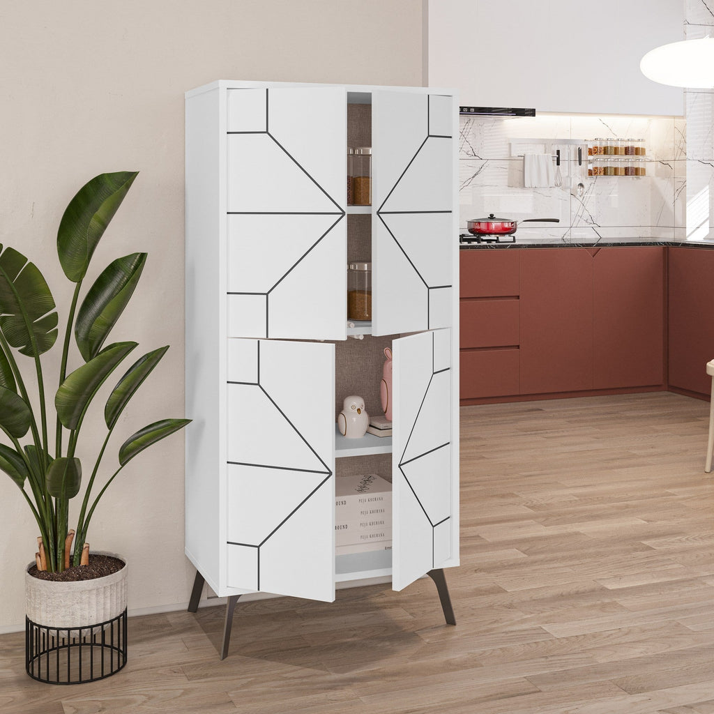 Armário Alto "Dune" - 62.6x136x35.6 cm - Branco - Design Moderno