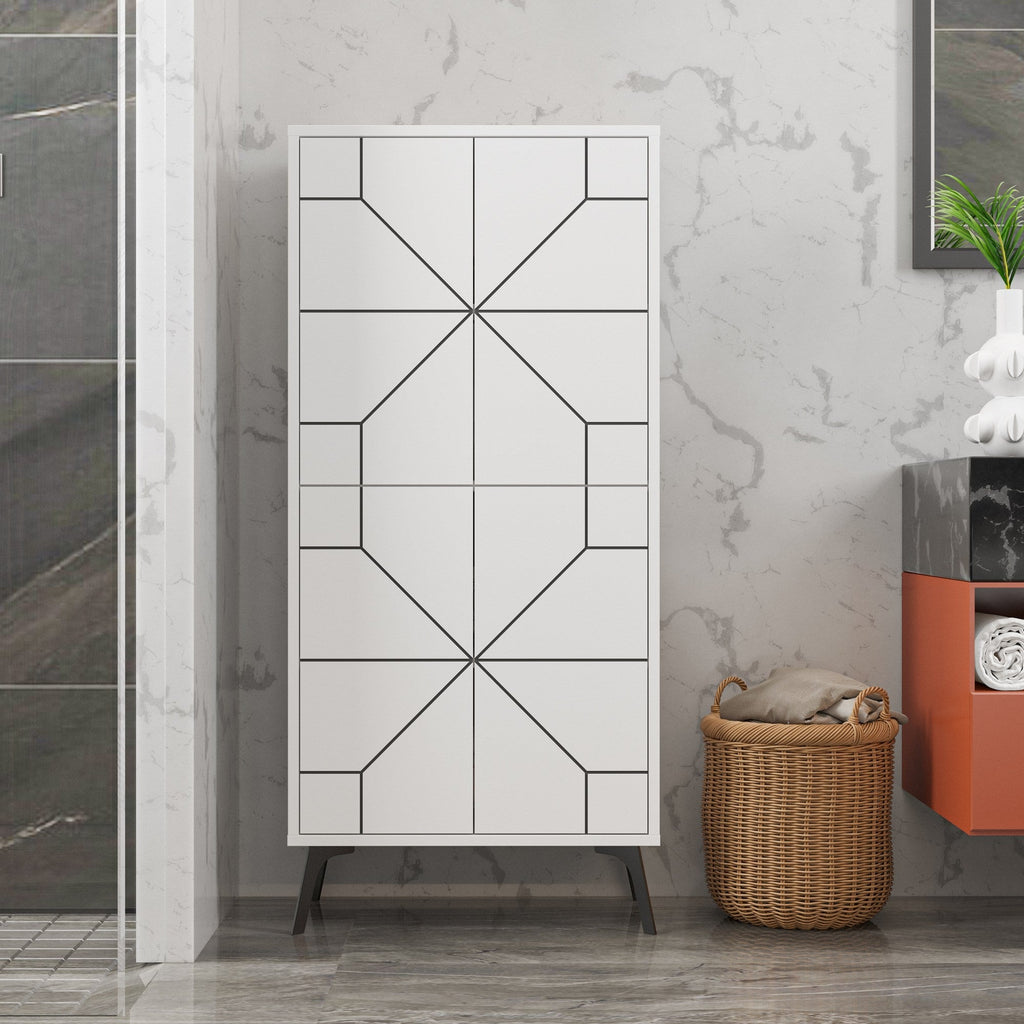 Armário Alto "Dune" - 62.6x136x35.6 cm - Branco - Design Moderno