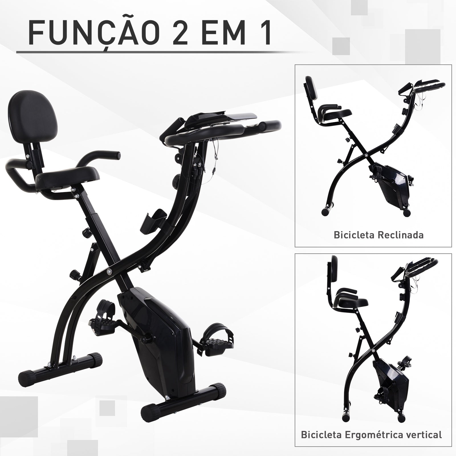 Bicicleta Ergométrica Dobrável e com Altura Ajustável com Tela LCD - Leva-Me Contigo - Móveis & Decoração