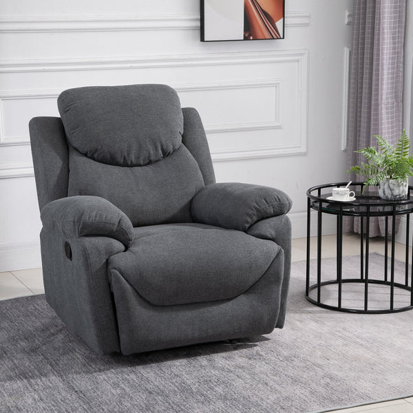 Poltrona ergonômica estofada Cadeira reclinável manualmente 150º com apoio de braço e apoio de pes Acolchoado Esponja grossa Suporta até 150 kg 97x96x105.5 cm Cinza