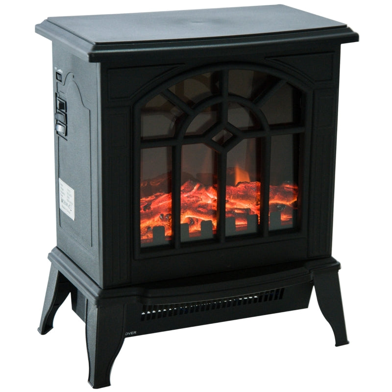 Lareira Elétrica Portátil 1000/2000W com Simulação de Chama Realista Termostato para Salas de até 20m² 36,5x24x46cm Preto