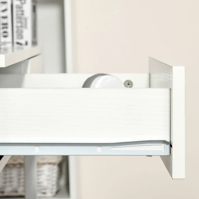 Conjunto de 2 mesas secretária para escritório com rodas 2 gavetas 100x36x88 cm Branco