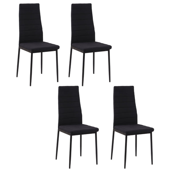 Conjunto de 4 Cadeiras de Sala de Jantar Estofadas em Linho com Pernas em Metal Cadeiras Modernas para Cozinha Quarto Suporta até 120 kg 41x50x97 cm Preto