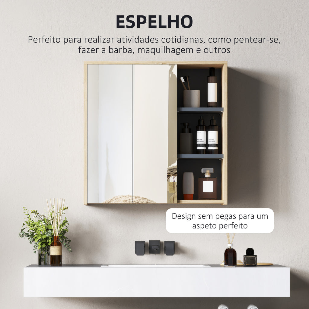 Armário Casa de Banho com Espelho Armário de Parede com Espelho para Casa de Banho Móvel Casa de Banho Estilo Moderno 60x20x60 cm Madeira