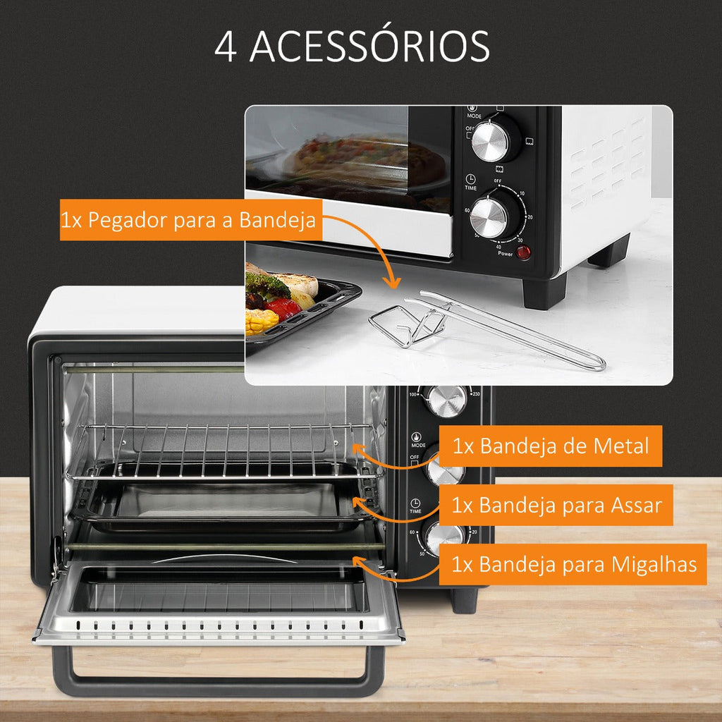 Mini Forno com 3 Modos de Aquecimento até 230ºC - Leva-Me Contigo - Móveis & Decoração