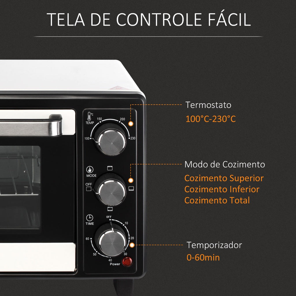 Mini Forno com 3 Modos de Aquecimento até 230ºC - Leva-Me Contigo - Móveis & Decoração