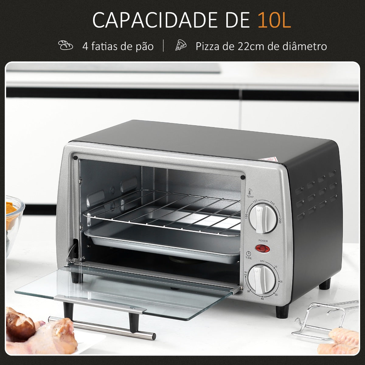 Mini Forno com Temperatura até 230ºC - 750W - Leva-Me Contigo - Móveis & Decoração