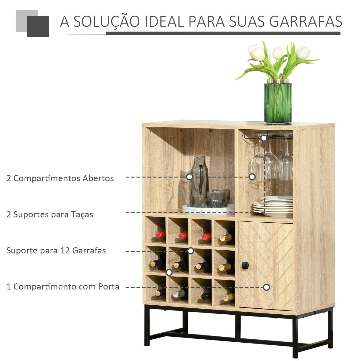 Móvel Perla com Garrafeira - Design Natura - Leva-Me Contigo - Móveis & Decoração