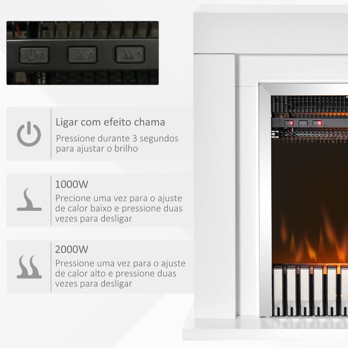 Lareira Elétrica de Aquecimento com Móvel Incluído e Controlo Remoto - Leva-Me Contigo - Móveis & Decoração